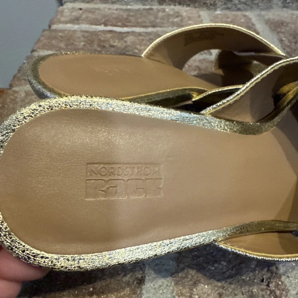Nordstrom Rack Lauren Slide Gold Open Square Toe Sandals Women's Size 8M #416 - Picture 13 of 16